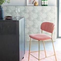 Mathi Design Chaises Et Tabourets De Bar Tabouret De Comptoir Tissu Rose -Bancs Soldes tabouret de comptoir tissu rose 4
