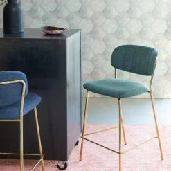 Mathi Design Chaises Et Tabourets De Bar Tabouret De Comptoir Tissu Vert -Bancs Soldes tabouret de comptoir tissu vert 5