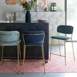 Mathi Design Chaises Et Tabourets De Bar Tabouret De Comptoir Tissu Vert Clair -Bancs Soldes tabouret de comptoir tissu vert clair 4