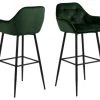 Hellin Chaises Et Tabourets De Bar Tabouret Haut Avec Accoudoirs En Velours Et Métal (lot De 2) -Bancs Soldes tabouret haut avec accoudoirs en velours et metal lot de 2