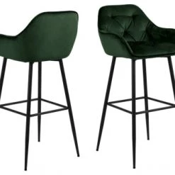 Hellin Chaises Et Tabourets De Bar Tabouret Haut Avec Accoudoirs En Velours Et Métal (lot De 2)