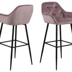 Hellin Chaises Et Tabourets De Bar Tabouret Haut Avec Accoudoirs En Velours Et Métal (lot De 2)