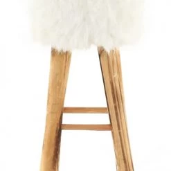 Grenier Alpin Chaises Et Tabourets De Bar Tabouret Haut Carré En Fourrure Synthétique Et Pin -Bancs Soldes tabouret haut carre en fourrure synthetique et pin 2