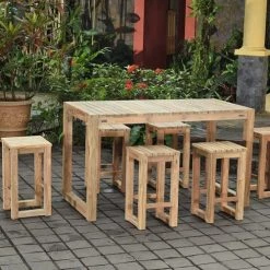 Gecko Jardin Chaises Et Tabourets De Bar Tabouret Haut En Teck Recyclé -Bancs Soldes tabouret haut en teck recycle 3