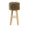 Grenier Alpin Chaises Et Tabourets De Bar Tabouret Haut Rond En Fourrure Synthétique Marron Et Pin -Bancs Soldes tabouret haut rond en fourrure synthetique marron et pin 1