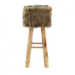 Grenier Alpin Chaises Et Tabourets De Bar Tabouret Haut Rond En Fourrure Synthétique Marron Et Pin 9 Grenier Alpin Chaises Et Tabourets De Bar Tabouret Haut Rond En Fourrure Synthétique Marron Et Pin -Bancs Soldes tabouret haut rond en fourrure synthetique marron et pin 3