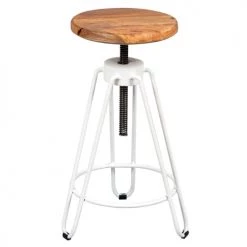 Altobuy Chaises Et Tabourets De Bar Tabouret Métal Blanc Et Bois Massif
