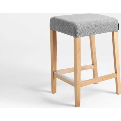 Custom Form Chaises Et Tabourets De Bar Tabouret Tissu Rembourrée Gris Pieds Bois Massif Clair 5 Custom Form Chaises Et Tabourets De Bar Tabouret Tissu Rembourrée Gris Pieds Bois Massif Clair – Image 3