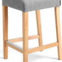 Custom Form Chaises Et Tabourets De Bar Tabouret Tissu Rembourrée Gris Pieds Bois Massif Clair