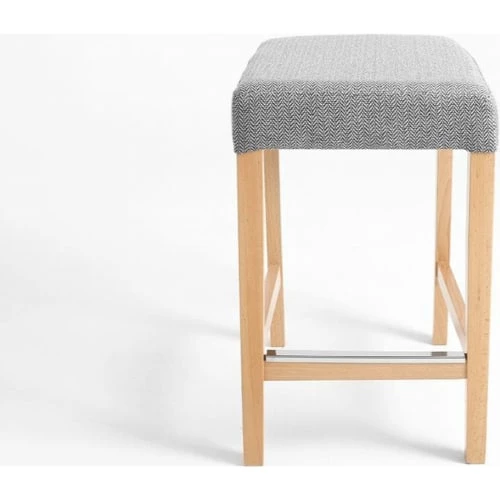 Custom Form Chaises Et Tabourets De Bar Tabouret Tissu Rembourrée Gris Pieds Bois Massif Clair 6 Custom Form Chaises Et Tabourets De Bar Tabouret Tissu Rembourrée Gris Pieds Bois Massif Clair – Image 4