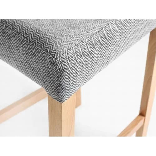 Custom Form Chaises Et Tabourets De Bar Tabouret Tissu Rembourrée Gris Pieds Bois Massif Clair 7 Custom Form Chaises Et Tabourets De Bar Tabouret Tissu Rembourrée Gris Pieds Bois Massif Clair – Image 5