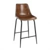 Meubles & Design Chaises Et Tabourets De Bar Tabouret Vintage En Cuir Et Métal Noir Marron -Bancs Soldes tabouret vintage en cuir et metal noir marron