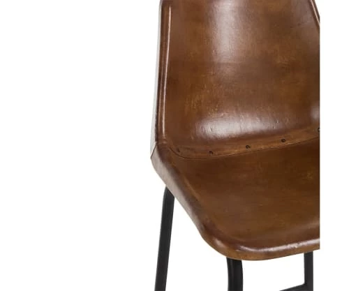 Meubles & Design Chaises Et Tabourets De Bar Tabouret Vintage En Cuir Et Métal Noir Marron 8 Meubles & Design Chaises Et Tabourets De Bar Tabouret Vintage En Cuir Et Métal Noir Marron – Image 6