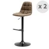 Moloo Chaises Et Tabourets De Bar Tabouret Vintage Microfibre Marron Pied Métal Noir (x2) -Bancs Soldes tabouret vintage microfibre marron pied metal noir x2