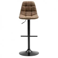 Moloo Chaises Et Tabourets De Bar Tabouret Vintage Microfibre Marron Pied Métal Noir (x2) -Bancs Soldes tabouret vintage microfibre marron pied metal noir x2 4