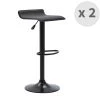 Moloo Chaises Et Tabourets De Bar Tabourets De Bar Design Réglable PU Noir Pieds Noirs (x2) -Bancs Soldes tabourets de bar design reglable pu noir pieds noirs x2