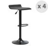 Moloo Chaises Et Tabourets De Bar Tabourets De Bar Design Réglable PU Noir Pieds Noirs (x4) -Bancs Soldes tabourets de bar design reglable pu noir pieds noirs x4