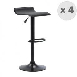 Moloo Chaises Et Tabourets De Bar Tabourets De Bar Design Réglable PU Noir Pieds Noirs (x4)