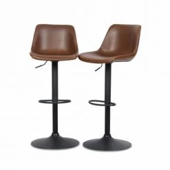 Alice's Garden Chaises Et Tabourets De Bar Tabourets De Bar Réglables, Simili Cuir Marron