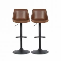 Alice's Garden Chaises Et Tabourets De Bar Tabourets De Bar Réglables, Simili Cuir Marron -Bancs Soldes tabourets de bar reglables simili cuir marron 3